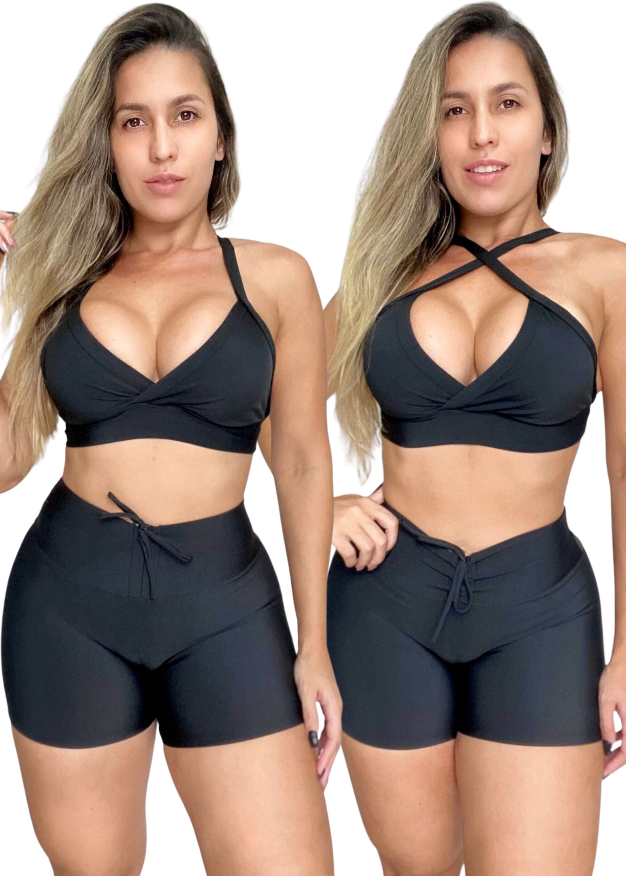 Conjunto Fitness  Roupa Ginastica Academia Com Cadarço