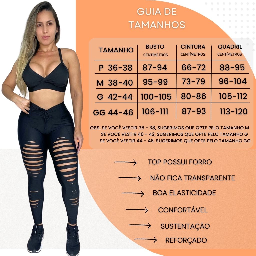Conjunto Fitness Short e Top Cós Alto Preto - QQISSO MODAS