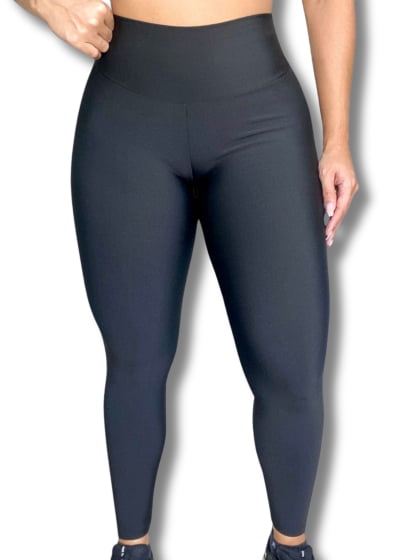 Calça Leg fitness academia Preta Cós Alto Costura Reforçada