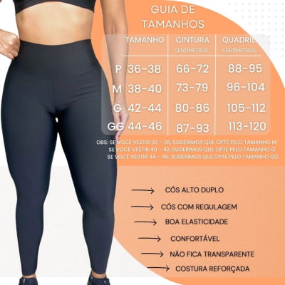 Calça Leg fitness academia Preta Cós Alto Costura Reforçada