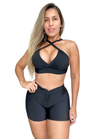 Conjunto Fitness  Roupa Ginastica Academia Com Cadarço