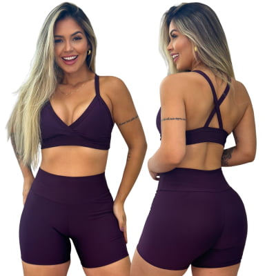 Conjunto Fitness Short e Top Cós Alto Neutros