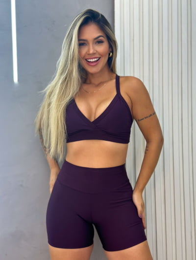 Conjunto Fitness Short e Top Cós Alto Neutros