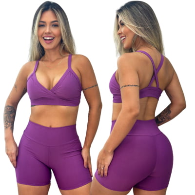 Conjunto Fitness Short e Top Cós Alto Neutros