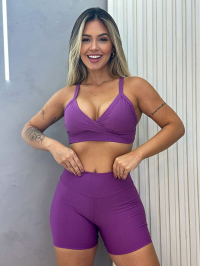 Conjunto Fitness Short e Top Cós Alto Neutros