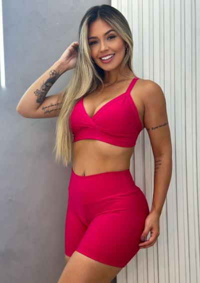 Conjunto Fitness Short e Top Cós Alto Neutros