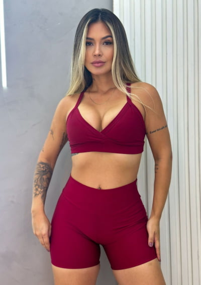 Conjunto Fitness Short e Top Cós Alto Neutros