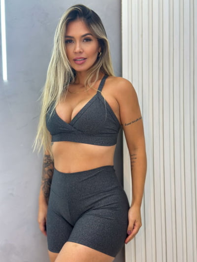 Conjunto Fitness Short e Top Cós Alto Neutros