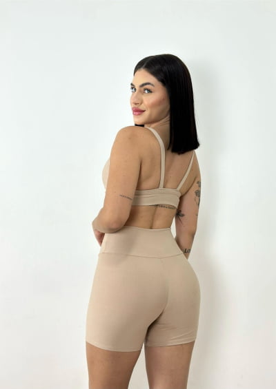 Conjunto Short e Cropped Fitness Academia Cós Alto Cores