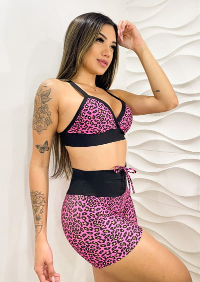 Conjunto Short Empina Bumbum Colado Onça Zumba Academia