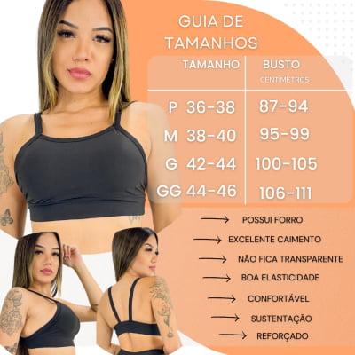 Top Cropped Academia Fitness com forro cores