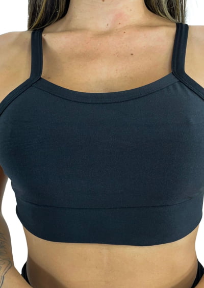 Top Cropped De Academia Fitness com forro cores preto