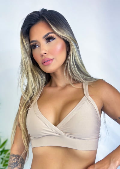 Top Nude Com Forro Reforçado Treino Academia