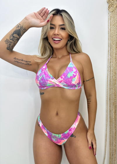 Conjunto de Biquíni Asa Delta Fixo Moda Praia Verão